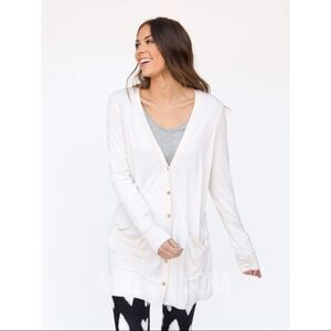 Agnes & Dora Women's cardigan white long sleeve button up size Small